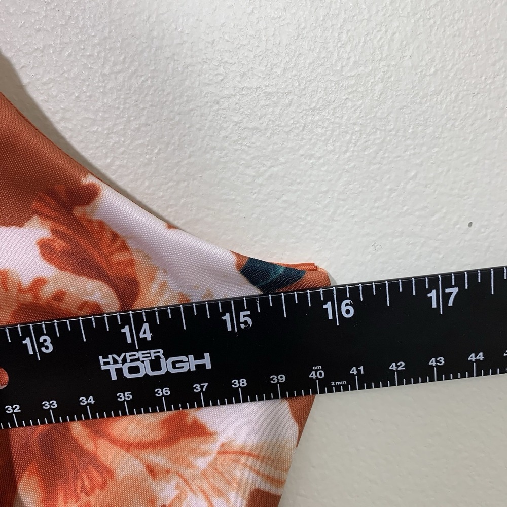 TRAC Fit and Flare Dress Womens Small Rust Floral V-Neck Spaghetti Strap Mini - Picture 3 of 10